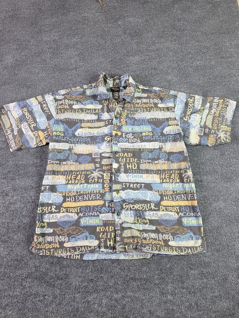 Harley Davidson Hawaiian Shirt Mens XL Made Hawaii Sturgis Daytona Beach Orleans